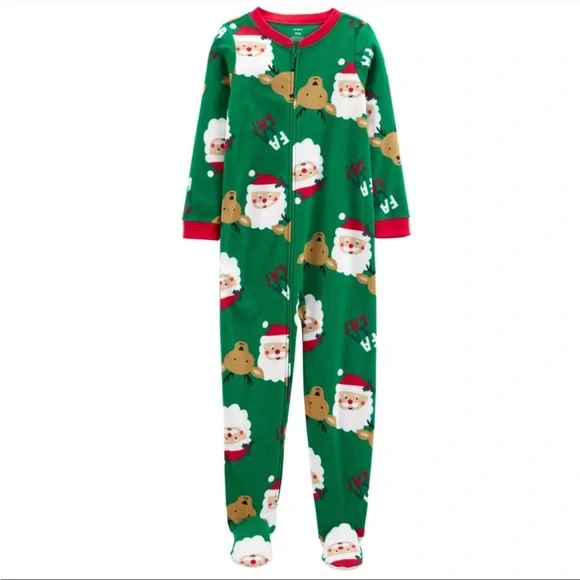 Carter’s Kids Santa Claus Reindeer Fleece Footie Christmas Pajamas - Technical View